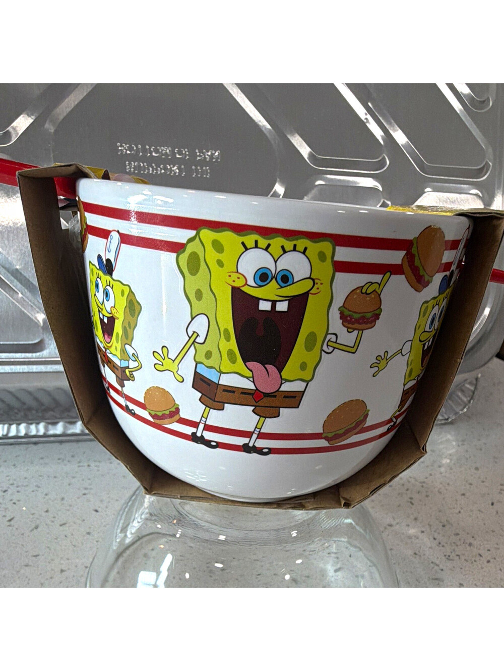 CultureFly SpongeBob SquarePants Ceramic Noodle Bowl Set 3pc Spoon Chopsticks